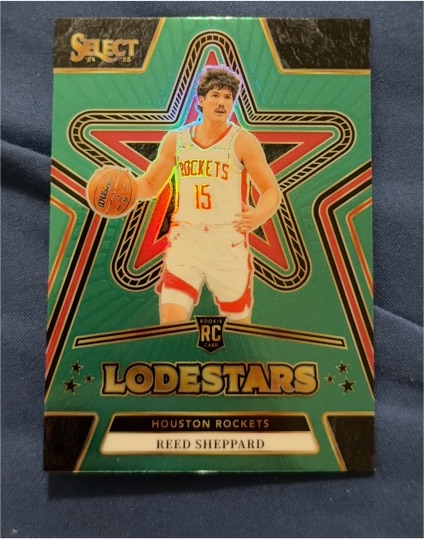 2024-25 Panini Select #15 Reed Sheppard Lodestars Rookie RC Green Prizm Houston Rockets — front