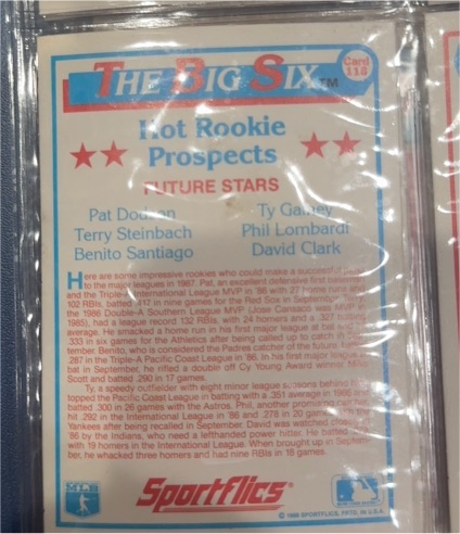 1986 Sportflics The Big Six #1x6 Pat Douglass — front