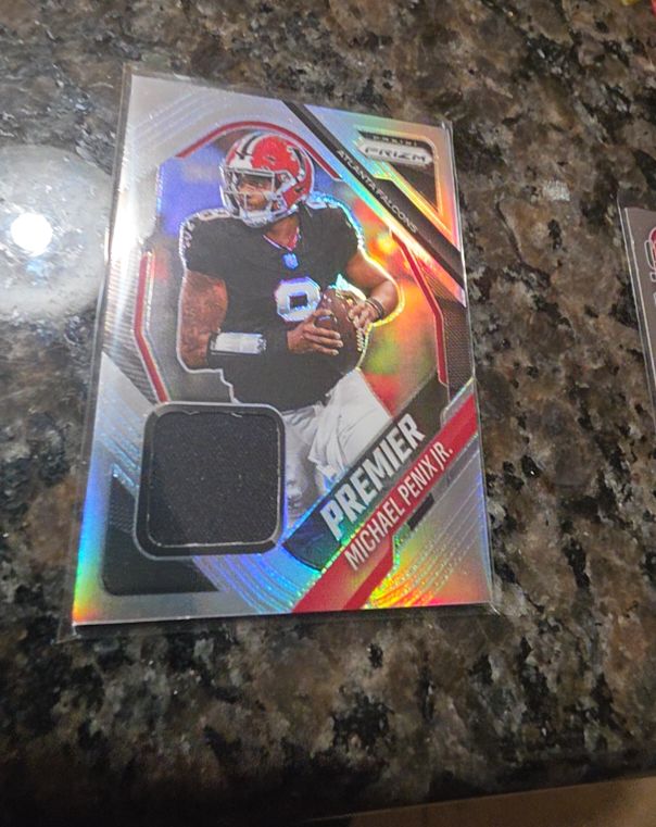 2025 Panini Prizm Premier Silver Jersey Patch #PJY-MPX Michael Penix Jr. — front
