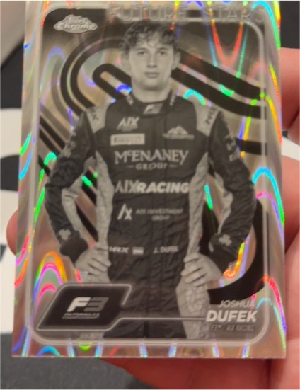 2024 Topps Chrome Formula 1 #69 Joshua Dufek Black & White Raywave — front