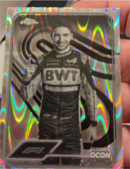 2024 Topps Chrome Formula 1 #9 Esteban Ocon Black & White RayWave — front