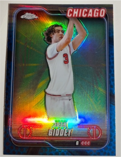 2024-25 Topps Chrome #76 Josh Giddey Blue Basketball Refractor Chicago Bulls — front
