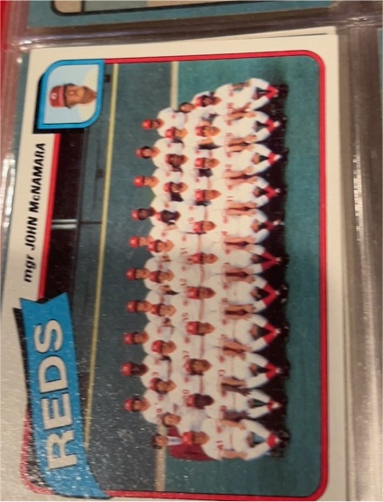1980 Topps #606 Cincinnati Reds Team Card John McNamara — front