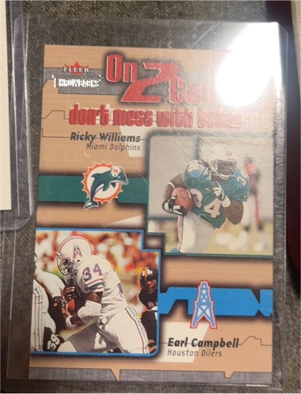 2002 Fleer Throwbacks On 2 Canton #5 Ricky Williams/Earl Campbell — front
