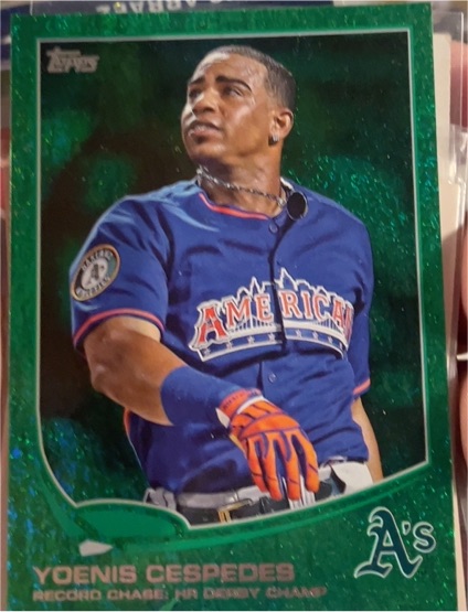 2013 Topps Update #US202 Yoenis Cespedes Emerald Green — front