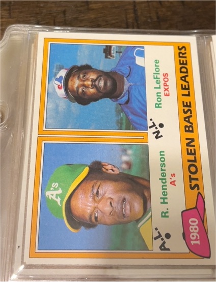 1981 Topps #4 1980 Stolen Base Leaders Rickey Henderson / Ron LeFlore — front
