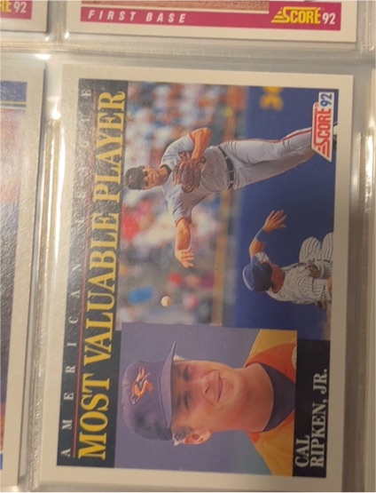 1992 Score #788 Cal Ripken Jr. Most Valuable Player — front