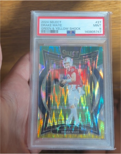 2024 Panini Select #27 Drake Maye Green & Yellow Shock — front