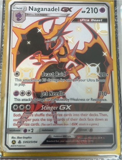 2019 Pokémon TCG Hidden Fates #SV63 Naganadel GX — front