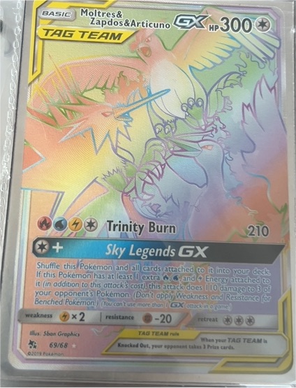 2019 Hidden Fates #69/68 Moltres & Zapdos & Articuno GX — front