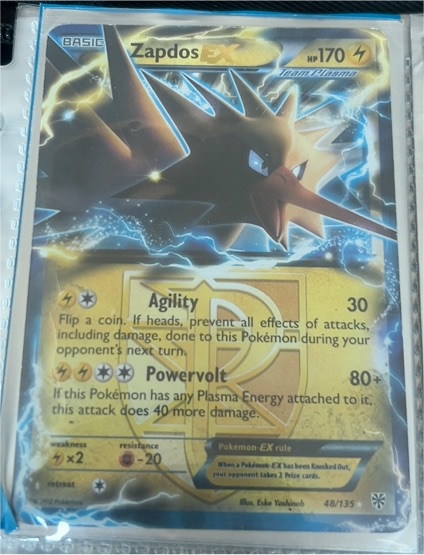 2012 Pokémon Plasma Storm #48 Zapdos EX — front