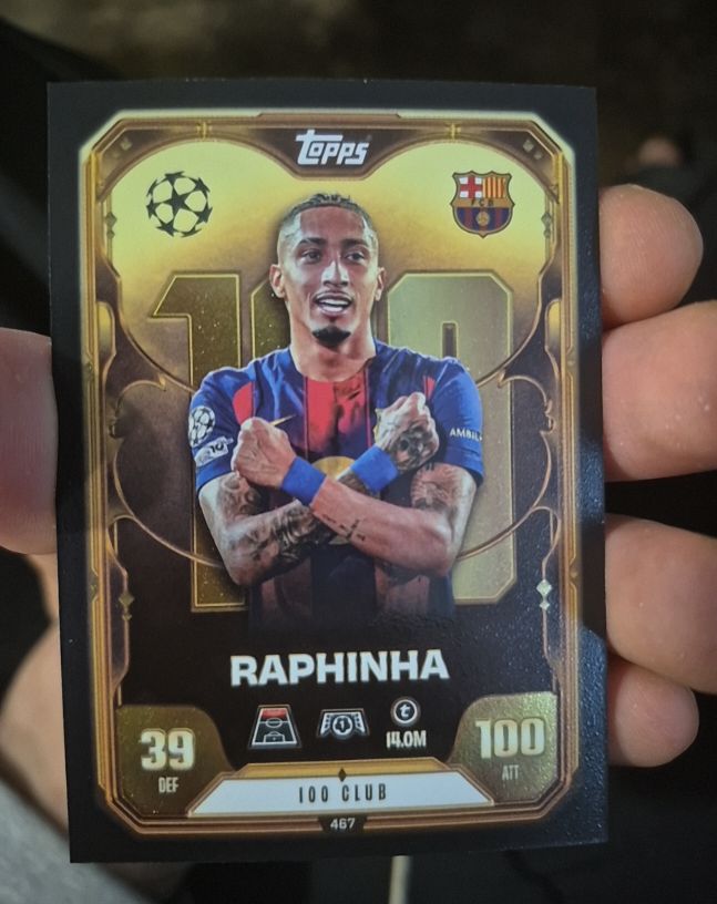 2025 Topps Match Attax 100 Club #467 Raphinha — front