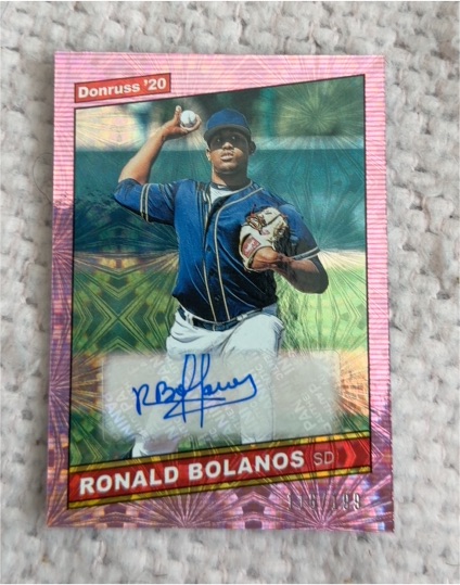 2020 Donruss Retro 1986 Signatures Pink Fireworks #87S-RB Ronald Bolanos — front