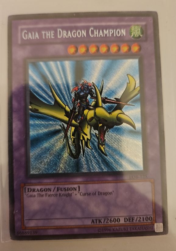 1996 Yu-Gi-Oh! LOB-125 Gaia the Dragon Champion — front