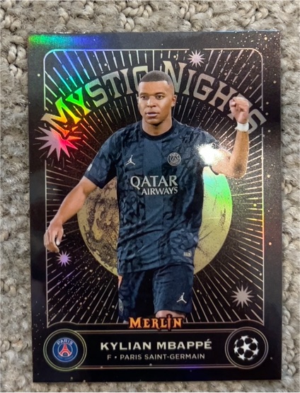 2023-24 Topps Merlin UEFA Club Competitions Mystic Nights #MN-2 Kylian Mbappé — front