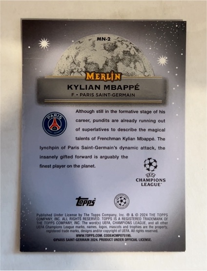 2023-24 Topps Merlin #MN-2 Kylian Mbappé — front