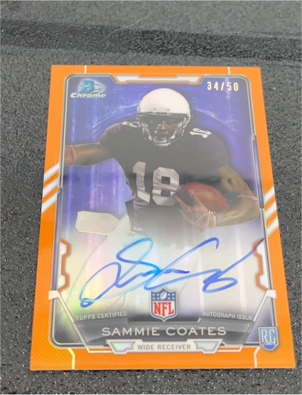 2015 Bowman Chrome #34/50 Sammie Coates Rookie Autograph Orange Refractor — front