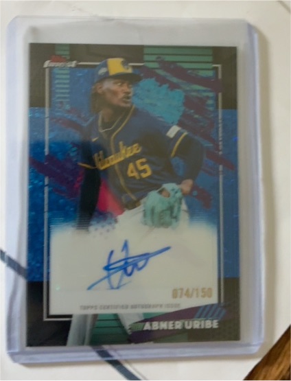 2026 Topps Finest #FMA-AU Abner Uribe Blue Mini Diamond — front