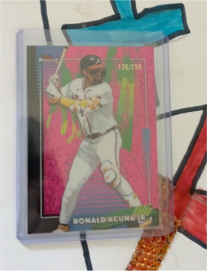 2026 Topps Finest #22 Ronald Acuna Jr. Pink Mini Diamond /250 — front