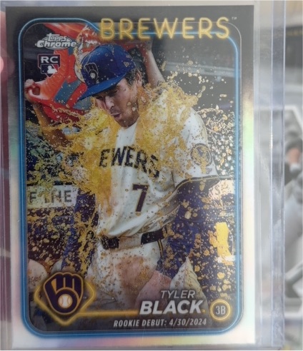 2024 Topps Chrome Update #USC124 Tyler Black Rookie Debut Milwaukee Brewers — front