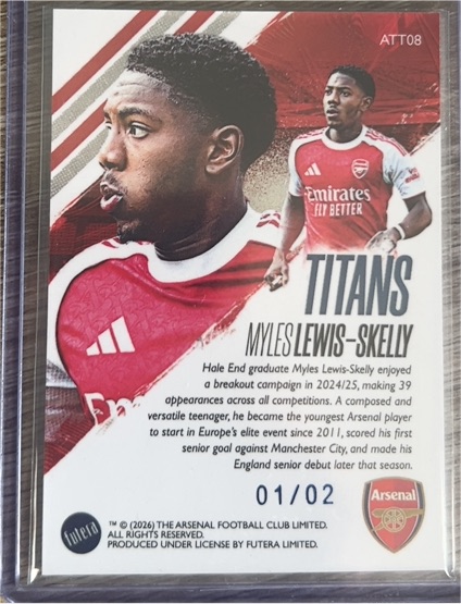 2026 Futera Titans #ATT08 Myles Lewis-Skelly — front