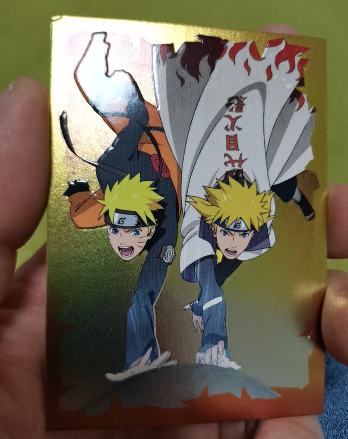 Naruto Shippuden Naruto Uzumaki Gold Holographic Sticker Card — front