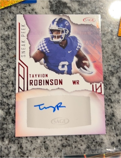 2023 SAGE Sneak Peek #SPA-TR Tayvion Robinson Autograph — front