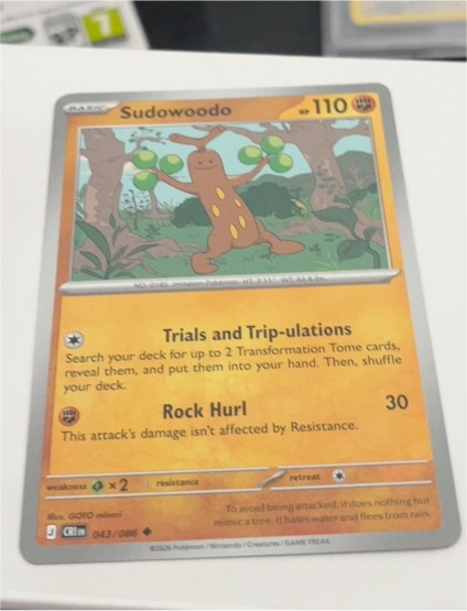 2026 Pokemon Crown Zenith #043 Sudowoodo — front