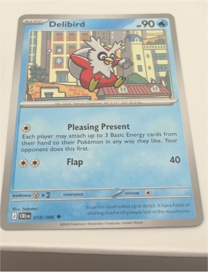 2026 Pokémon Crown Zenith #018 Delibird — front