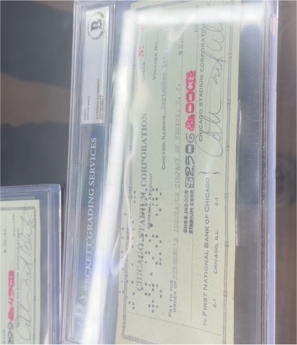 1938 Chicago Stadium Check Signed by James Norris — front