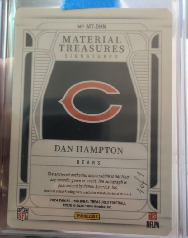 2024 Panini National Treasures Material Treasures Signatures #MT-DHN Dan Hampton — front