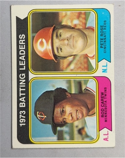 1974 Topps #201 1973 Batting Leaders Pete Rose/Rod Carew — front