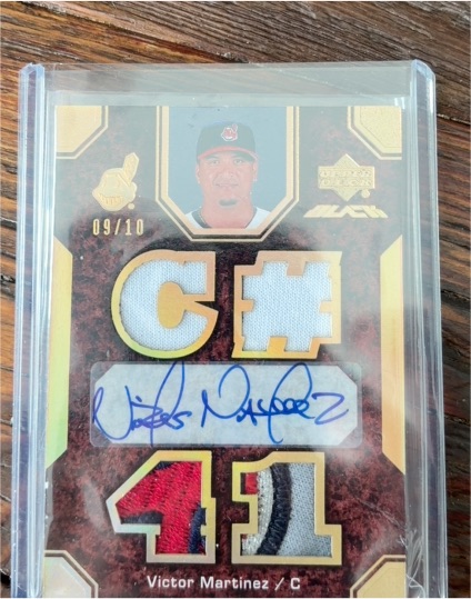 2007 UD Black Victor Martinez Pride Of A Nation Patch Auto /75 #PN-VM — front