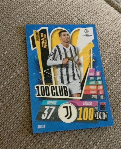 2020-21 Topps Match Attax UEFA Champions League 100 Club #CLU10 Cristiano Ronaldo — front