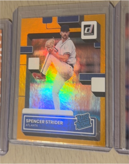2022 Panini Donruss #76 Spencer Strider Rated Rookie Holo Orange — front
