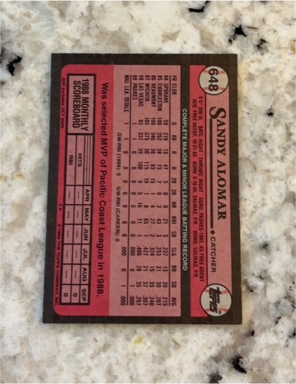 1989 Topps #648 Sandy Alomar — front