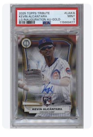 2025 Topps Tribute #LIA-KA Kevin Alcantara League Inauguration Auto Gold Rookie — front