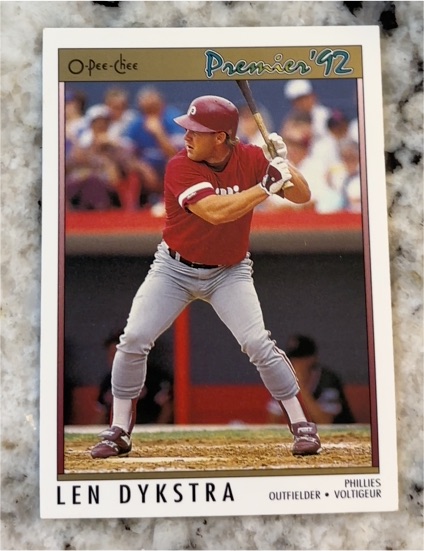 1992 O-Pee-Chee Premier #184 Len Dykstra Philadelphia Phillies — front