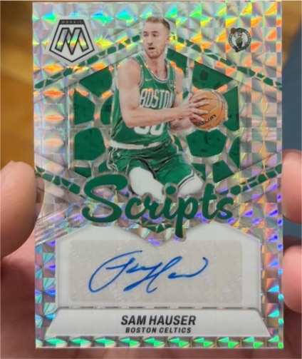 2023-24 Panini Mosaic Scripts #MS-HAU Sam Hauser — front
