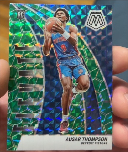2023-24 Panini Mosaic #10 Ausar Thompson Elevate Green Mosaic Prizm Rookie Card — front