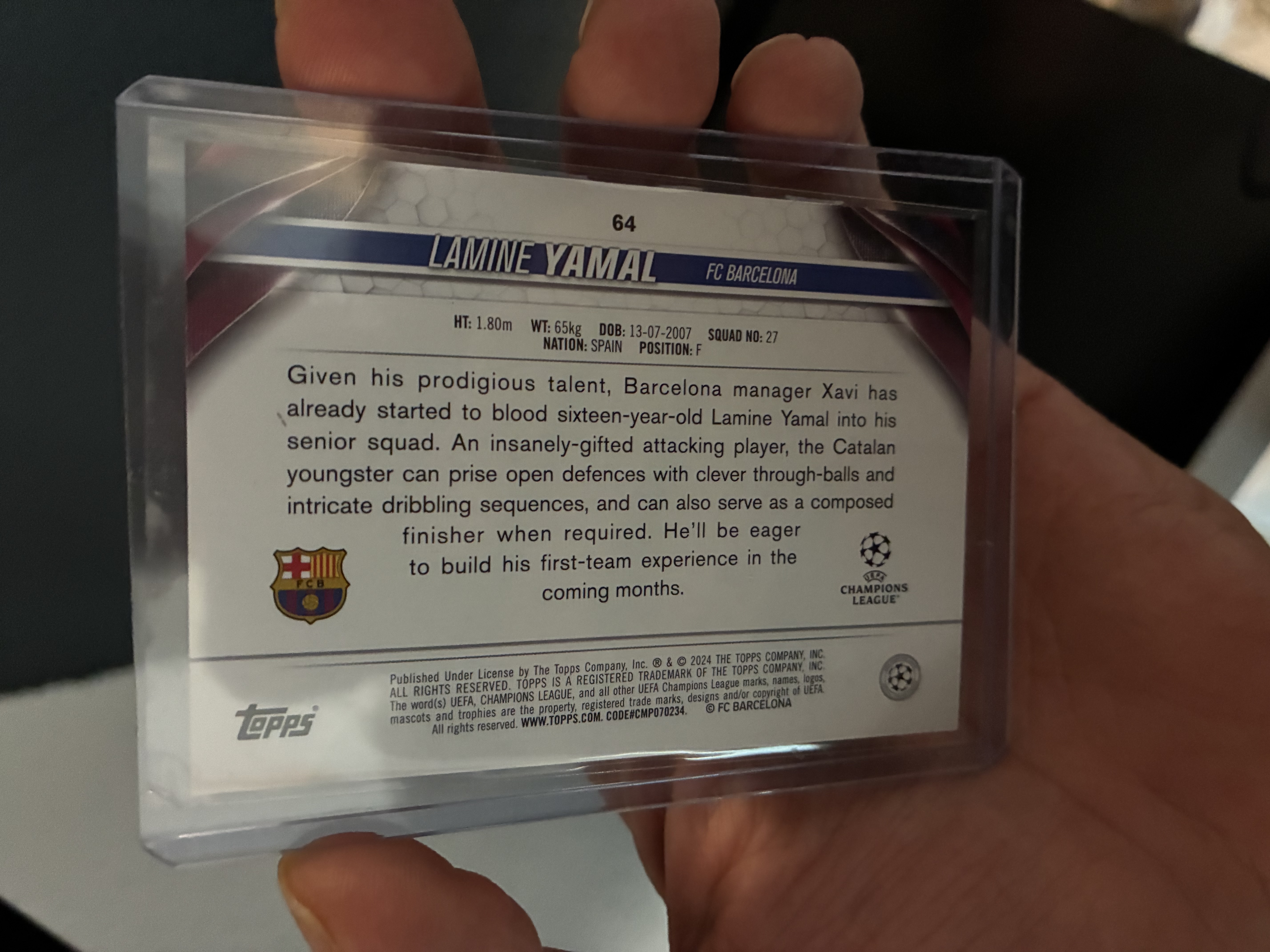 2024 Topps UEFA Champions League #64 Lamine Yamal — front