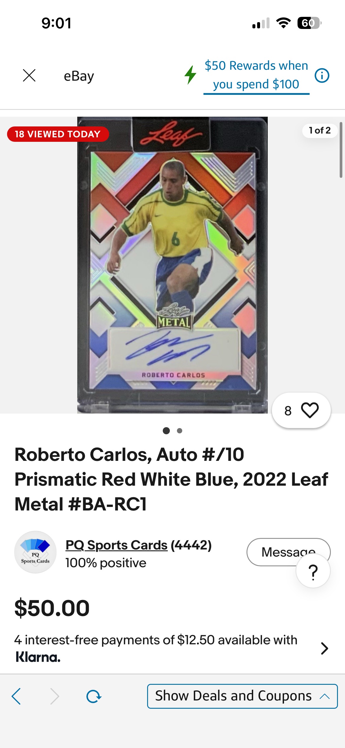 2022 Leaf Metal #BA-RC1 Roberto Carlos — front