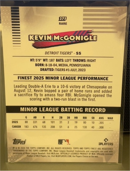 2026 Topps Chrome #16 Kevin McGonigle — front