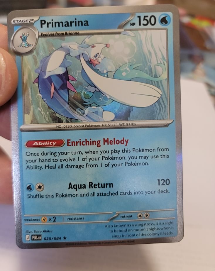 2016 Pokémon TCG Pitch Black #020 Primarina — front