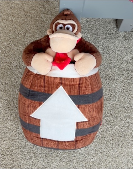 2025 Universal Studios Japan Super Nintendo World Donkey Kong Plush Barrel Cushion Toy — front