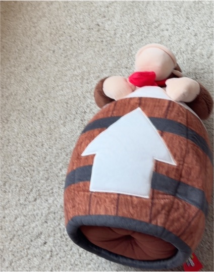 Universal Studios Super Nintendo World Donkey Kong Barrel Cannon Plush 2024 — front