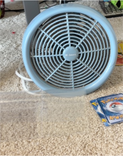 Vintage 1980s Holmes Teal Blue Stationary Desk Fan — front