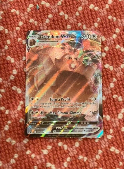 2021 Pokemon SWSH08 Fusion Strike #218 Greedent VMAX — front