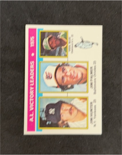 1976 Topps #200 AL Victory Leaders Jim Hunter Jim Palmer Vida Blue — front