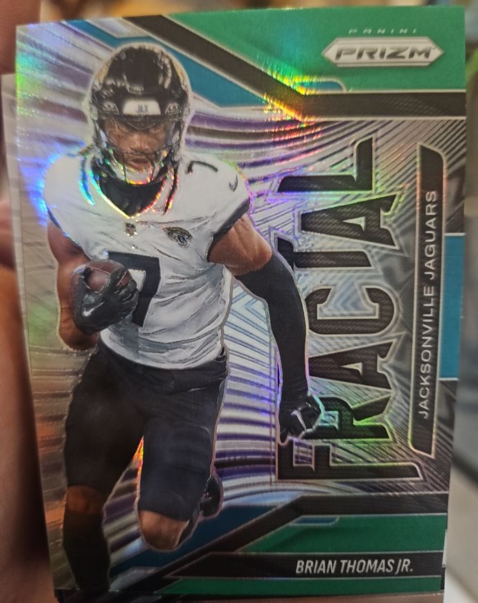 2025 Panini Prizm #9 Brian Thomas Jr. Fractal Green Prizm Jacksonville Jaguars — front